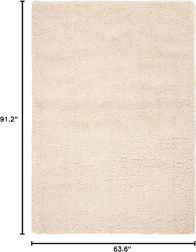 SAFAVIEH Fontana Shag Collection Area Rug - 5'3" x 7'6", Creme, Solid Design, Non-Shedding & Easy Care, 2-inch Thick Ideal for High Traffic Areas in Living Room, Bedroom (FNT800B)