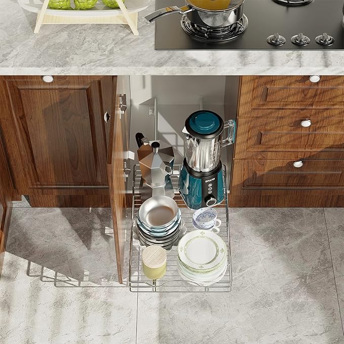 LOVMOR Pull Out Cabinet Organizer and Storage 22½" W x 21½" D, Slide Out Shelves for Kitchen Cabinets