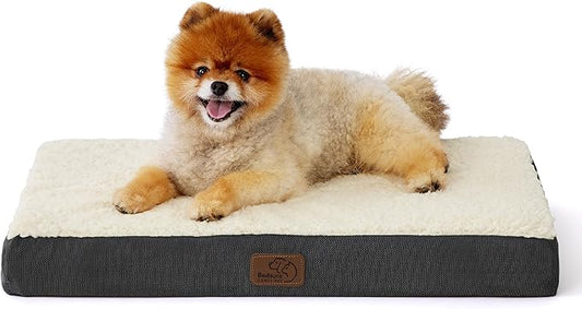 Bedsure Dog Bed for Small Dogs - Comfy Flat Puppy Beds with Removable Washable Cover, Orthopedic Egg Crate Foam Pet Mat, Suitable for Pet Up to 15 lbs