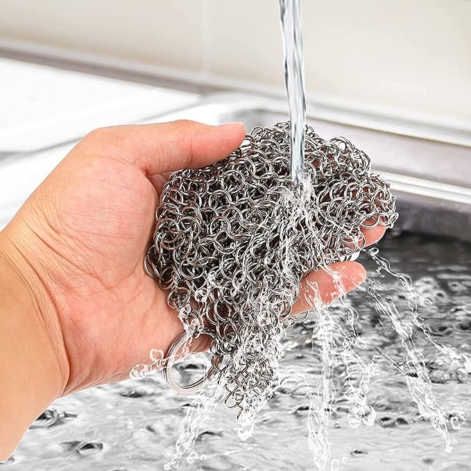 Chain Mail Cast Iron Cleaner and Scrubber Tool