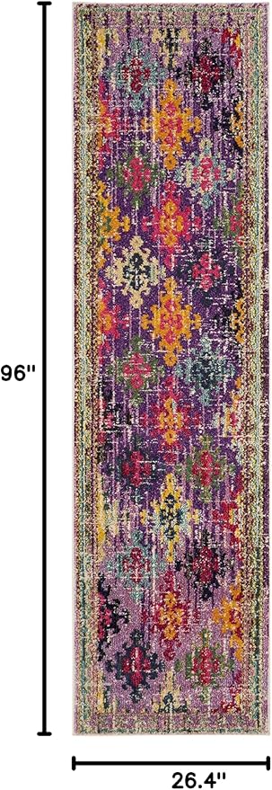 SAFAVIEH Monaco Collection Runner Rug - 2'2" x 8', Purple & Multi, Boho Diamond Trellis Design, Non-Shedding & Easy Care, Ideal for High Traffic Areas in Living Room, Bedroom (MNC244P)