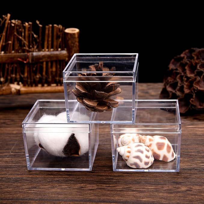 KissYou Small Acrylic Box Clear Boxes with Lid Acrylic Square Cube for Display Jewelry Storage Contanier Party Decorative Box