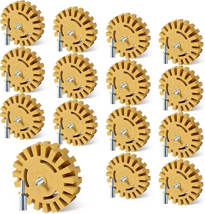 15 Pack Decal Remover Eraser Wheel Rubber Eraser Wheel for Drill Removes Car Stripes Vinyl Tapes and Graphics Rubber Eraser Wheel Tool Kit for Cars, RV, Motorcycles Sticker Remover Tool