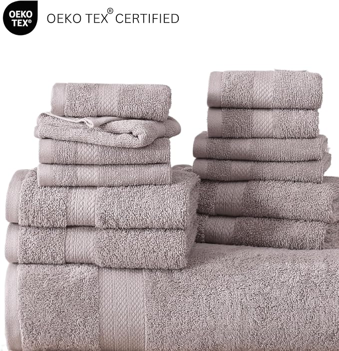 LANE LINEN 100% Ringspun Cotton Bath Towel Set - 18 Piece - Very Soft, Quick Drying & Highly Absorbent - 4 Bath, 8 Wash Cloth, 6 Hand Towels - Ideal for Guests & Perfect for Your Bathroom - Platinum