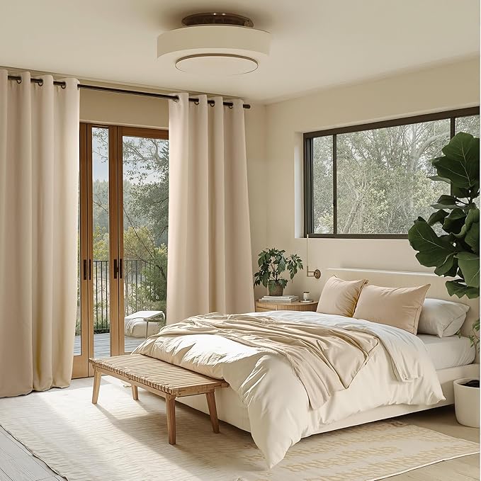 NICETOWN Room Darkening Draperies Curtains Panels, 2 Panels Biscotti Beige W52 x L102
