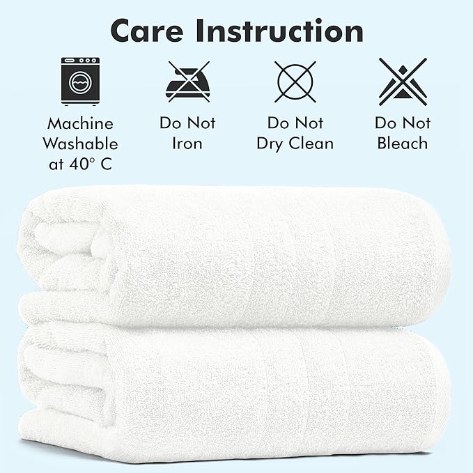 Bath Sheets – Extra Large Bathroom Sheet Set – Pack of 2 Jumbo Towels White (71x35in) – 100% Cotton Soft Quick Dry Large Bath Towels for Adults Hotel Spa Bathroom Use