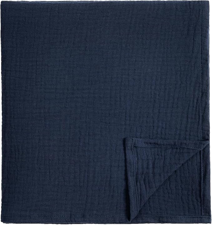 Meracorallo Muslin Swaddle Blanket, 100% Cotton Receiving Blanket Soft and Breathable Swaddle Wrap for Baby Boys and Girls, Navy Blue