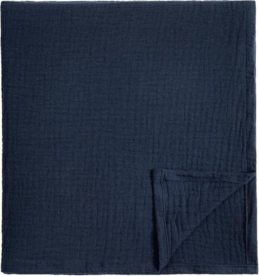Meracorallo Muslin Swaddle Blanket, 100% Cotton Receiving Blanket Soft and Breathable Swaddle Wrap for Baby Boys and Girls, Navy Blue
