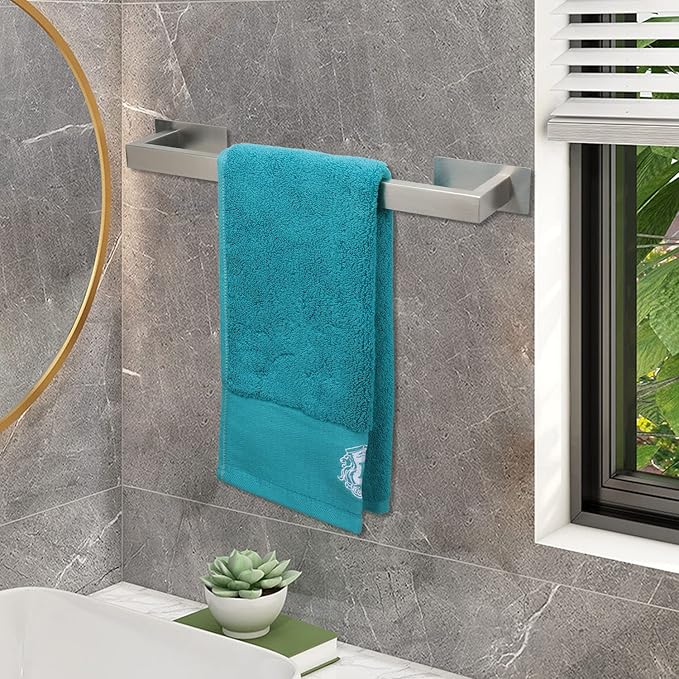 Bathroom Towel Bar Self Adhesive, No Drilling Towel Rack Easy to Install, Hand Towel Holder Made of Premium Stainless Steel Sticky on Hand Towel Hanger for Kitchen, Toilet.(16IN, Brushed)
