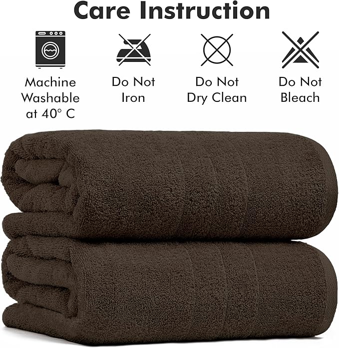 Bath Sheets – Extra Large Bathroom Sheet Set – Pack of 2 Jumbo Towels Dark Brown (71x35in) – 100% Cotton Soft Quick Dry Large Bath Towels for Adults Hotel Spa Bathroom Use