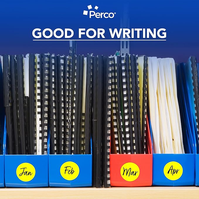 Perco Fluorescent Yellow 2-Inch Perforated Circle Dot Sticker Labels — 10 Rolls, 5,000 Round Stickers — with Permanent Adhesive for Organizing, Color Coding, Bin Labeling, Packaging Alerts—Made in USA