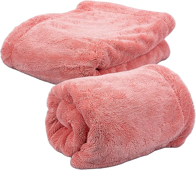 20" x 24" Universal Pink Car Drying Towel – 1200 GSM Rinse-Free Double-Sided Microfiber Towel – Plush, Super Absorbent for Car Wash & Detailing