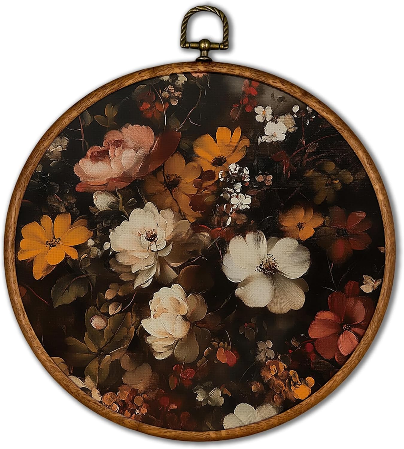 Botanical Round Wall Art — Neutral Mid-Century Print, 10"