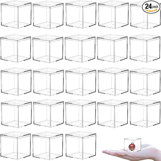 KissYou Acrylic Box with Lid Clear Candy Boxes Plastic Square Cube Easter Decorative Box Jewelry Display Box Mini Clear Storage Container