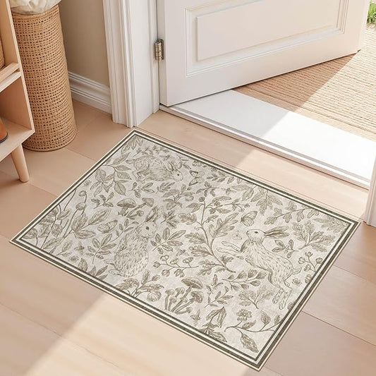 Vintage Living Room Area Rug 2x3 - Large Soft Washable Oriental Traditional Distressed Farmhouse Rugs for Bedroom - Indoor Floor Accent Carpet for Home Office House Decor -Easter Light Brown