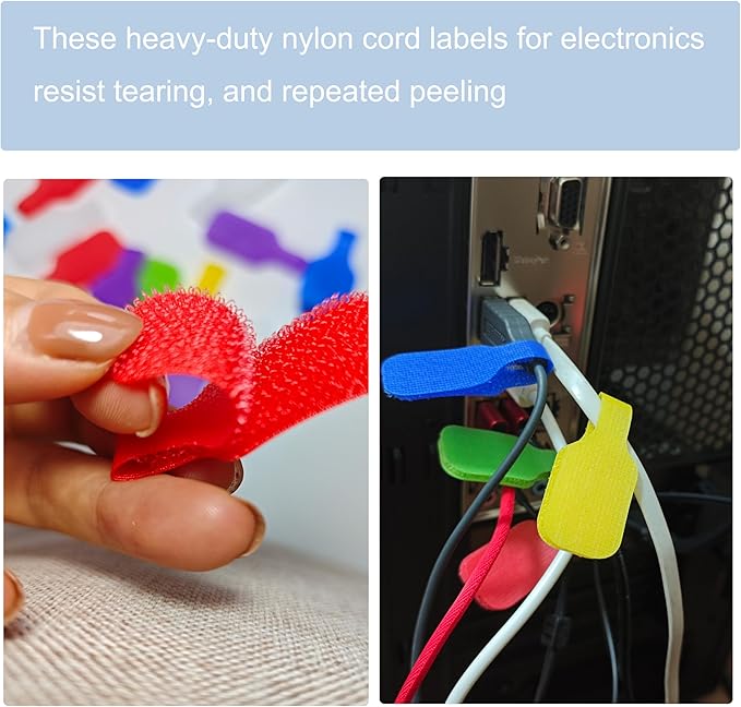 32 Pcs Cable Labels, Write On Cord Labels Tags for Electronics, Wire Markers Electrical, Reusable Large Size Plastic Label for Charging Cords Management and Identification (8 Colors)