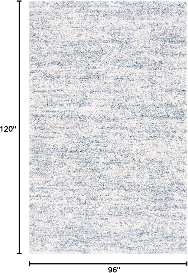 SAFAVIEH Area Rug 8x10 - Berber Shag Collection - Large - Ivory & Light Aqua, Modern Design, Non-Shedding & Easy Cleaning, Plush Thick Pile, Ideal for Living Room, Bedroom, Dining Space (BER563J)