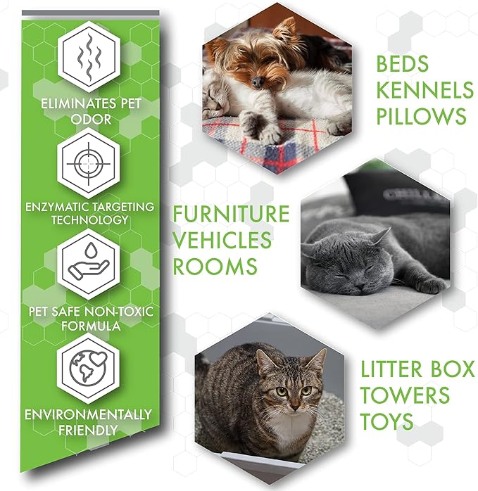 deSTINKed Pet Odor Eliminator | Spray & Play Triple-Action Formula | Safe for Fabrics, Upholstery, Carpets, & Fur | 24oz | Made in USA