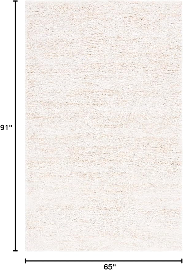 SAFAVIEH Berber Shag Collection Area Rug - 5'5" x 7'7", Ivory & Beige, 1.2-inch Thick Ideal for High Traffic Areas in Living Room, Bedroom (BER563A)