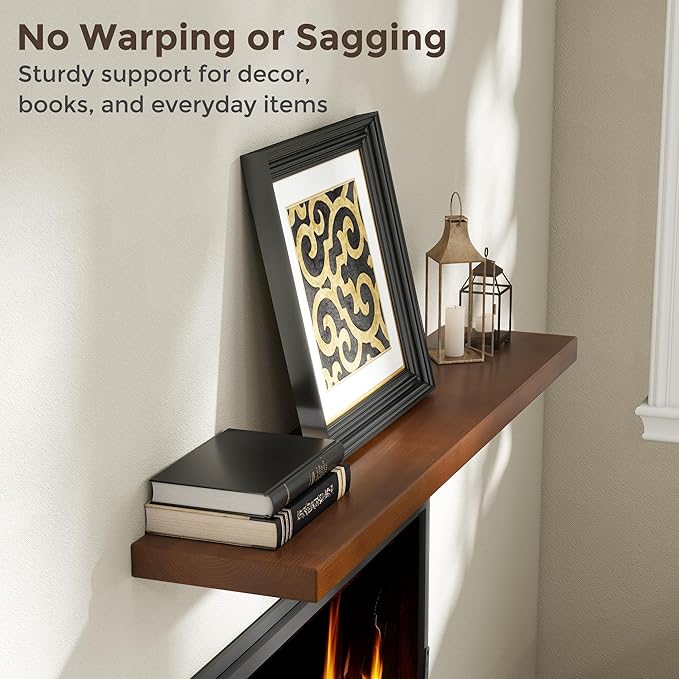 48 Inch Floating Shelves for Wall, 9.3" Deep USA-Sourced Solid Wood Wall Shelves with Heavy Duty Invisible Bracket, Storage Display Shelf for Living Room, Kitchem, Bedroom, Set of 1, Walunt Finish