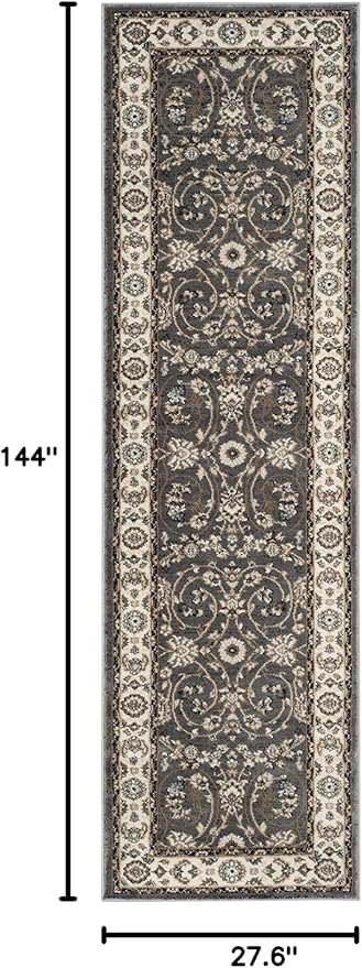 SAFAVIEH Lyndhurst Collection Runner Rug - 2'3" x 12', Grey & Cream, Traditional Oriental Design, Non-Shedding & Easy Care, Ideal for High Traffic Areas in Living Room, Bedroom (LNH340G)