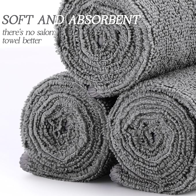 48 Pack Bleach Proof Towels 16x 26inch Microfiber Absorbent Hair Towels Bulk Bleach Salon Hand Drying Cloth for Gym Bath Spa Shaving Shampoo Home (Light Gray)