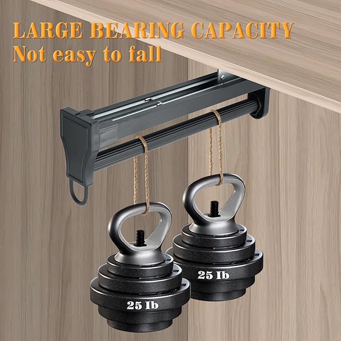 Alise Pull Out Clothes Hanger Rack for Closet,Heavy Duty Closet Rod with Automatic Soft-Close Mechanism for Closets,16 inch Closet Pull Out Metal Rod Organizer Hangers for Coats Pants Hangers,Black
