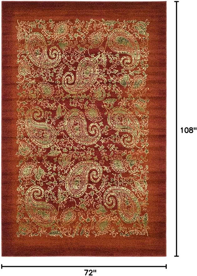 SAFAVIEH Lyndhurst Collection Area Rug - 6' x 9', Red & Multi, Traditional Paisley Design, Non-Shedding & Easy Care, Ideal for High Traffic Areas in Living Room, Bedroom (LNH224B)