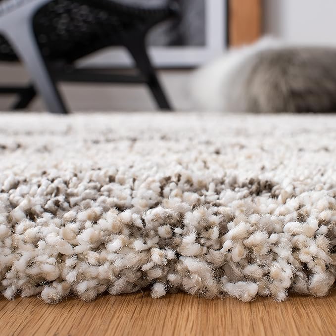 SAFAVIEH Area Rug 8x10 - Hudson Shag Collection - Large - Grey & Beige, Trellis Pattern, Non-Shedding & Easy Cleaning, Ultra Plush Thick Pile, Ideal for Living Room, Bedroom, Dining Space (SGH281J)