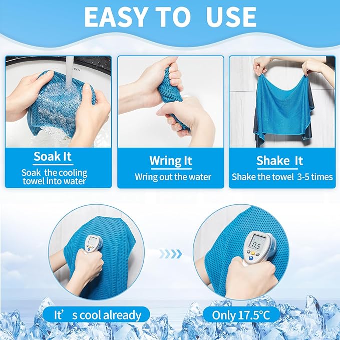 Cooling Towel Bulk - Neck & Face Cool Chilly Towels Microfiber Breathable Sport Sweat Rag for Gym, Yoga, Travel, Camping, Running, Outdoor