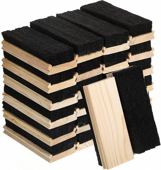 Felt Campus Style Erasers, Cleaner Dusters Felt Chalkboard Eraser for Kids Wood Chalk Eraser for Chalkboard Cleaners Dusters for Markers White Black Boards Paint School Students Teachers (24 Pieces)