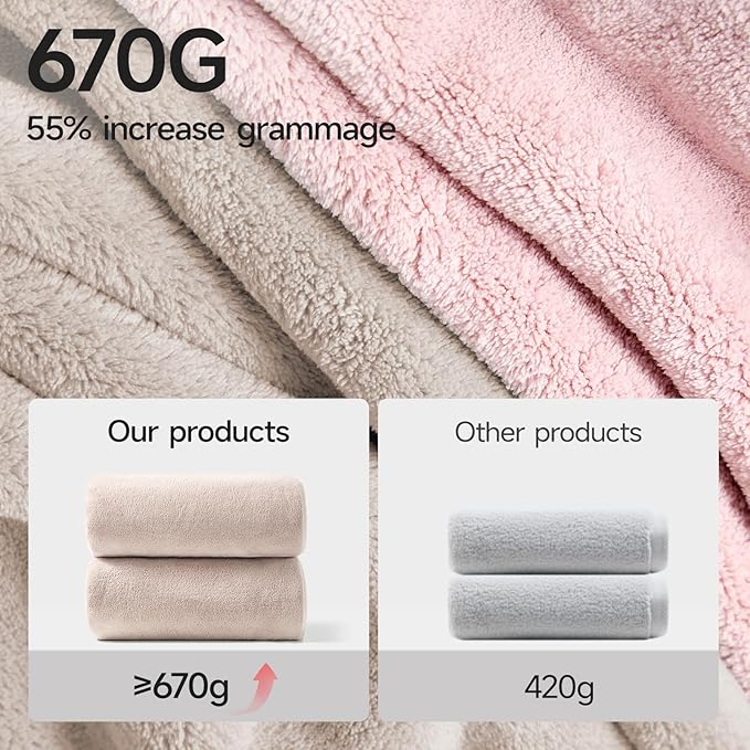 REDKISS Towel Set of 6 - Oversized Bath Sheets (70 x35 in), 670GSM Ultra Soft & Highly Absorbent, Quick Dry Beige Bath Towel Sets for Bathroom, Spa, Hotel, Gym