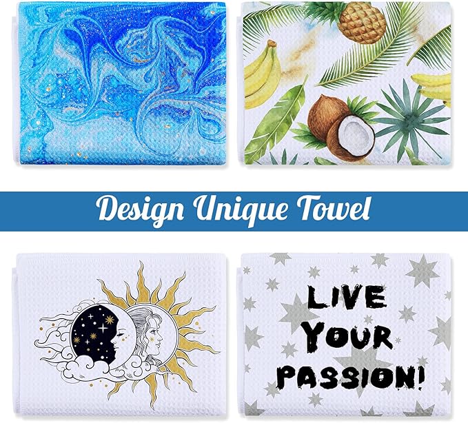 Sublimation Kitchen Towel Blanks 16 x 24Inch, Microfiber Waffle Weave Sublimation Tea Towels Fast Drying Absorbent for Home Kitchen Gifts(12 Pieces)