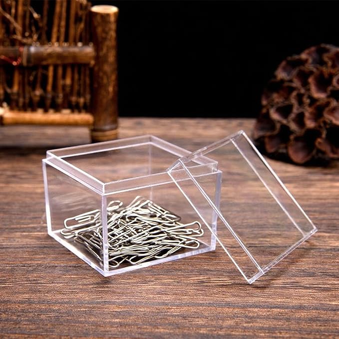 KissYou Small Clear Box Acrylic Boxes with Lid Acrylic Square Cube for Display Jewelry Storage Contanier Party Decorative Box