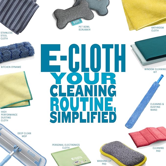 E-Cloth Deep Clean Mop Head, Microfiber Mop Head Replacement for Floor Cleaning, Great for Hardwood, Laminate, Tile and Stone Flooring, Washable and Reusable, 100 Wash Guarantee, 2 Pack