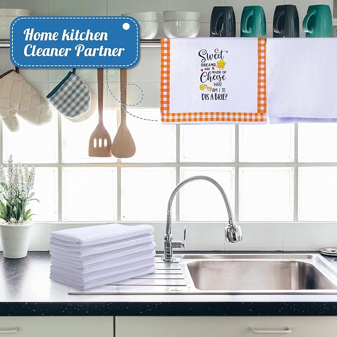 Sublimation Kitchen Towel Blanks 16 x 24Inch, Microfiber Waffle Weave Sublimation Tea Towels Fast Drying Absorbent for Home Kitchen Gifts(6 Pieces)