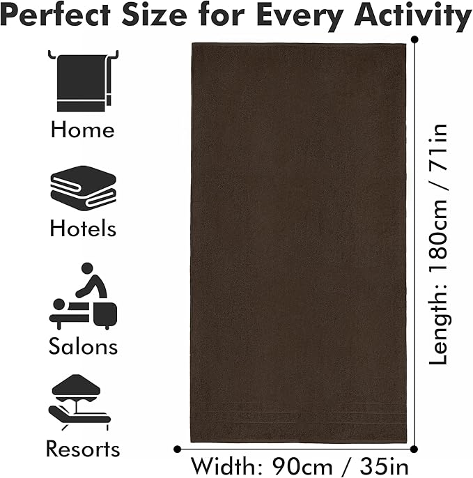 Bath Sheets – Extra Large Bathroom Sheet Set – Pack of 2 Jumbo Towels Dark Brown (71x35in) – 100% Cotton Soft Quick Dry Large Bath Towels for Adults Hotel Spa Bathroom Use
