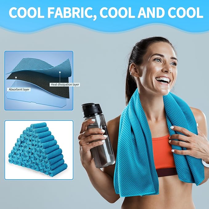 Cooling Towel Bulk - Neck & Face Cool Chilly Towels Microfiber Breathable Sport Sweat Rag for Gym, Yoga, Travel, Camping, Running, Outdoor