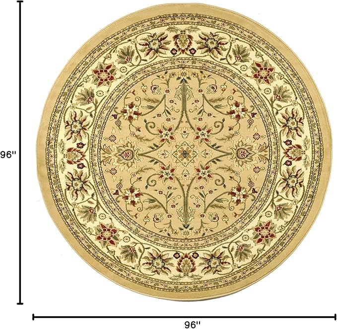 SAFAVIEH Lyndhurst Collection 8' Round Beige/Ivory LNH212D Traditional Oriental Non-Shedding Dining Room Entryway Foyer Living Room Bedroom Area Rug