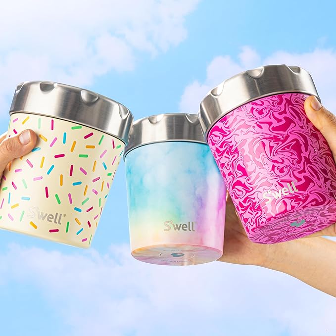 S'well Stainless Steel Ice Cream Chiller, 16oz, Candy Cloud, Triple Layered Vacuum Insulated Container Keeps Ice Cream Frozen For Up To Four Hours, BPA Free