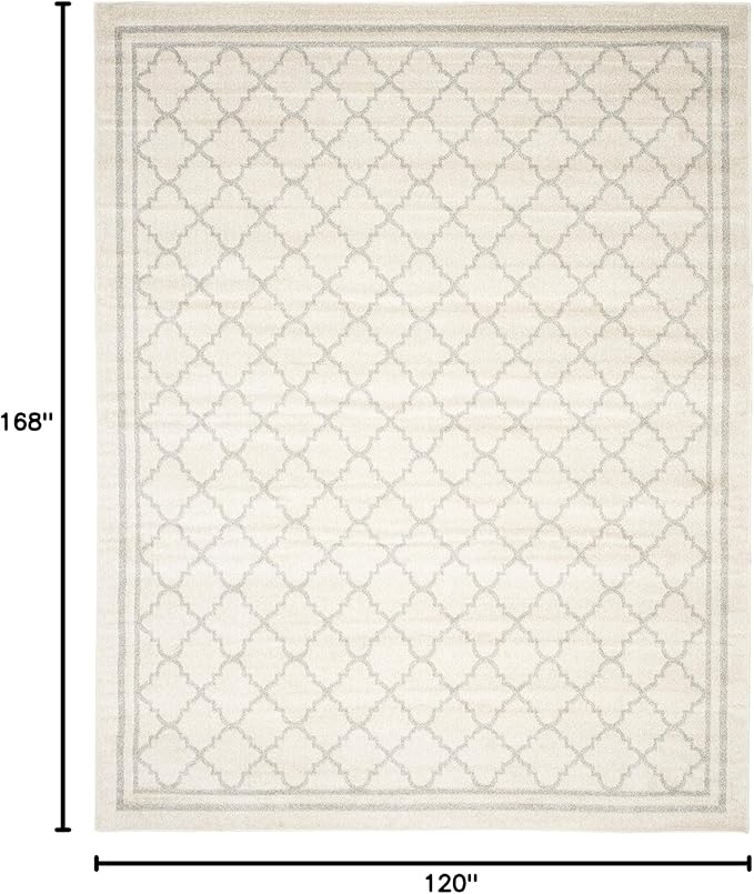 SAFAVIEH Amherst Collection Area Rug - 10' x 14', Beige & Light Grey, Moroccan Trellis Design, Non-Shedding & Easy Care, Ideal for High Traffic Areas in Living Room, Bedroom (AMT422E)