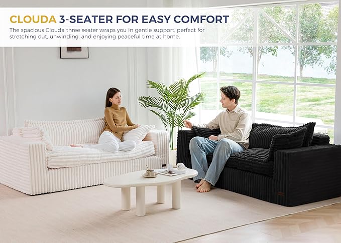 MAXYOYO 76" Bean Bag Sofa Couch, Loveseat Boneless Couch in a Box, Upholstered Small Mini Sofa for Living Room Bedroom Office Apartment, No Assembly, Black