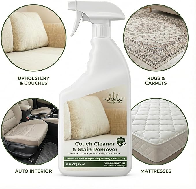 Couch Cleaner and Stain Remover Spray – Professional Strength, Multi-Surface Fabric and Upholstery Cleaner – Pet-Safe, Non-Toxic, Quick-Drying for Couches, Sofas & Car Interiors