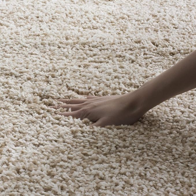 SAFAVIEH Santa Monica Shag Collection 9'6" x 13' Beige SGN725 Solid Non-Shedding Living Room Bedroom Dining Room Entryway Plush 2-inch Thick Area Rug