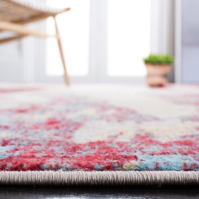 SAFAVIEH Jasper Collection Area Rug - 5'3" x 7'6", Red & Ivory, Modern Abstract Design, Non-Shedding & Easy Care, Ideal for High Traffic Areas in Living Room, Bedroom (JSP101Q)