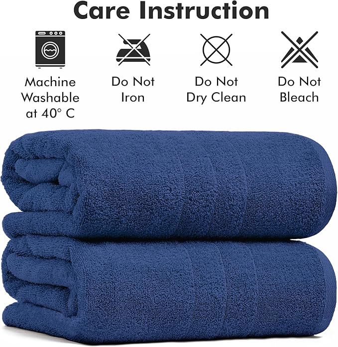 Bath Sheets – Extra Large Bathroom Sheet Set – Pack of 2 Jumbo Towels Royal Blue (71x35in) – 100% Cotton Soft Quick Dry Large Bath Towels for Adults Hotel Spa Bathroom Use