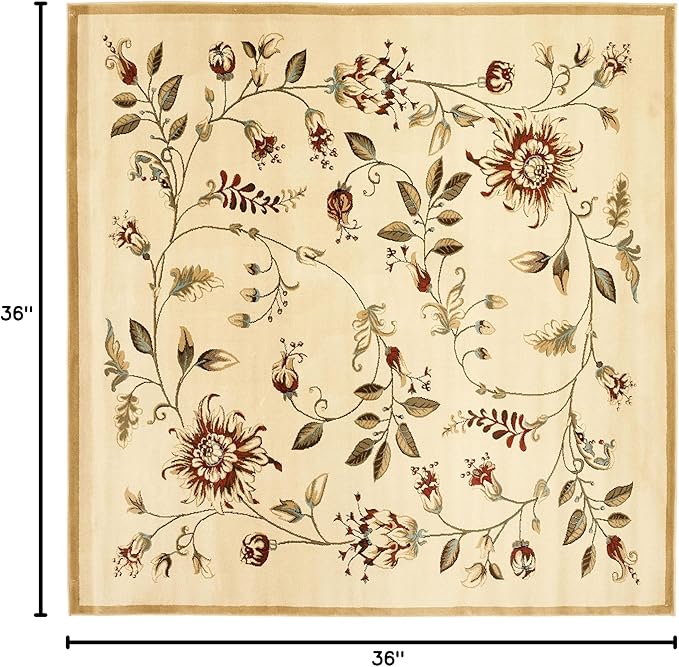 SAFAVIEH Lyndhurst Collection Accent Rug - 3' Square, Ivory & Multi, Non Shedding & Easy Care, Ideal for Living Room, Foyer, Bedroom (LNH552-1291-3SQ)