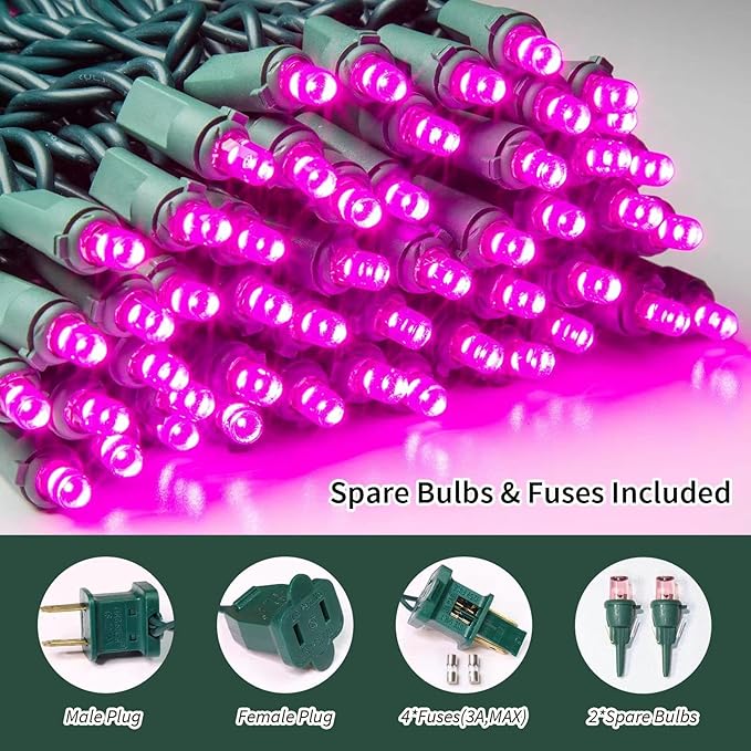 LAMPHOME 100 LED Pink Valentine Lights, 21.6ft Valentine Room Lights Green Wire, connectable Plug in Pink Christmas String Light Indoor Outdoor for Bedroom Valentines Day Party Galentine's Day Deco