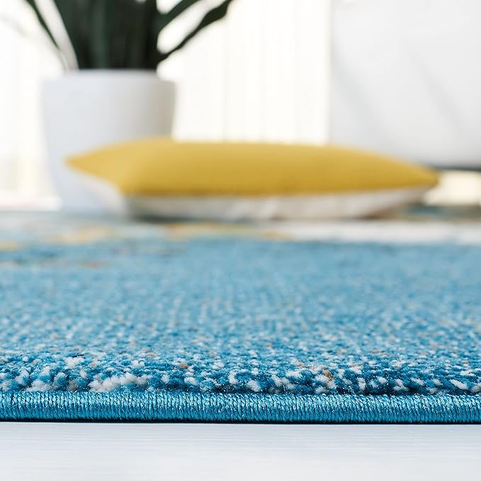 SAFAVIEH Glacier Collection 5'3" x 7'6" Blue/Gold GLA125M Modern Abstract Non-Shedding Living Room Bedroom Dining Home Office Area Rug