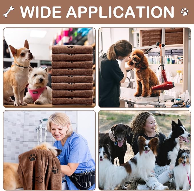 8 Pcs Dog Towels for Drying Dogs Cats Pet Towels Bulk Puppy Microfiber Quick Drying Paw Bath Bathing Supplies Absorbent for Medium Pets(Coffee,40 x 24 Inch)